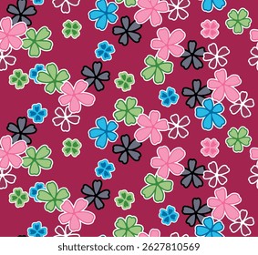 Japonês bonito flor queda vetor padrão sem emenda