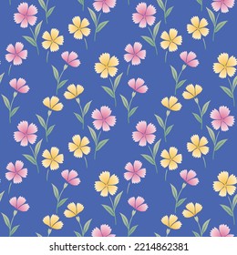 Japanese Pretty Flower Leaf Branch Vector Seamless Pattern