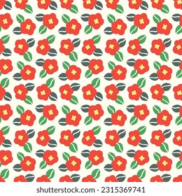 Japanese Pretty Flower Leaf Motif Vector Seamless Pattern
