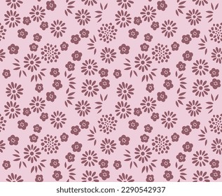Japanese Pretty Flower Leaf Vector Seamless Pattern