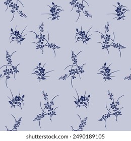 Japanese Pretty Flower Leaf Vector Seamless Pattern