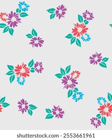 Japanese Pretty Flower Leaf Vector Seamless Pattern