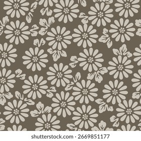 Japanese Pretty Flower Leaf Vector Seamless Pattern