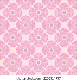 Japanese Pretty Flower Motif Vector Seamless Pattern