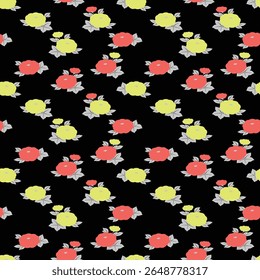 Japanese Pretty Flower Motif Vector Seamless Pattern