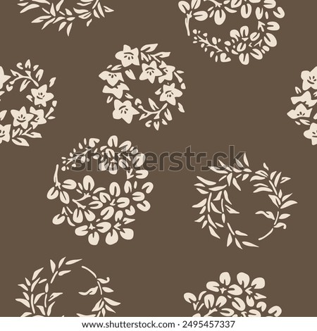 Japanese Pretty Flower Ring Vector Seamless Pattern