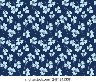 Japanese Pretty Flower Stem Fall Vector Seamless Pattern