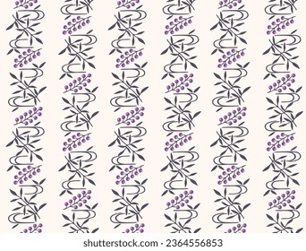 Japanese Pretty Grape Leaf Branch Vector Seamless Pattern