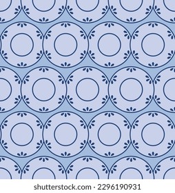 Japanese Pretty Petal Circle Vector Seamless Pattern