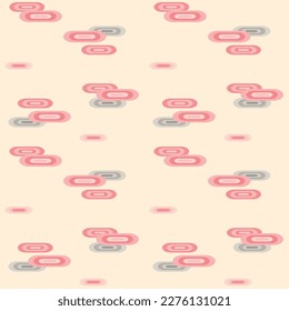 Japanese Pretty Round Cloud Vector Seamless Pattern