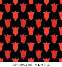 Japanese Pretty Tulip Flower Motif Vector Seamless Pattern