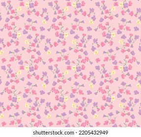 Japanese Pretty Wild Flower Vector Seamless Pattern