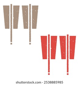 Japanese print stamp style icon, closed fan, 2 colours