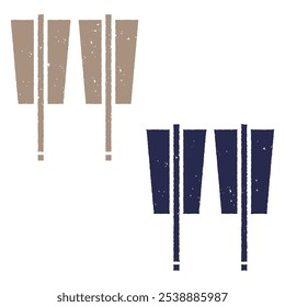 Japanese print stamp style icon, closed fan, 2 colours
