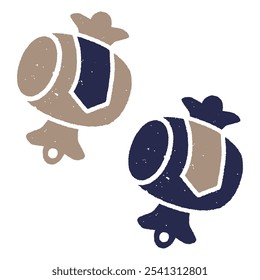 Japanese Print Stamps, 'Uchide no kozuchi' Gavel, set of 2 types, gold and navy blue