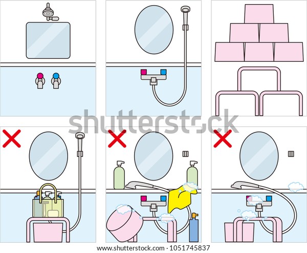 Japanese Public Baths Bath Manners Etiquette Stock Vector (Royalty Free) 1051745837
