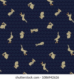 Japanese Rabbits Pattern Stock Vector (Royalty Free) 1086942626 ...