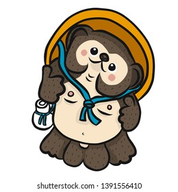 Japanese raccoon dog (Tanuki) cartoon vector illustration