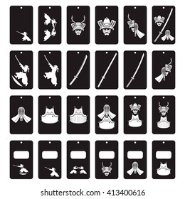 Japanese rail ticket case set. Vector illustration. 