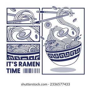 Japanese Ramen illustration t shirt design