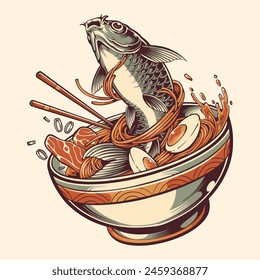 Japanese Ramen Koi Vector art