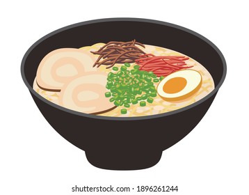 Japanese ramen made from pork bones. Vector data on a white background.