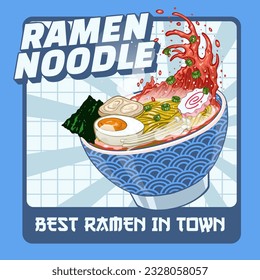 Japanese Ramen Noodle Design Vintage Restaurant Menu
