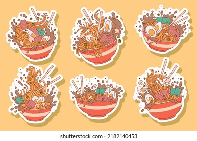 japanese ramen noodle food design illustration