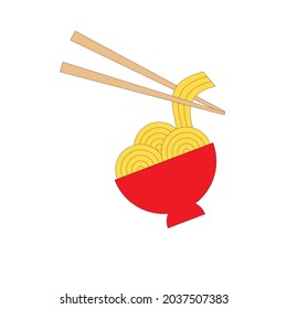 Japanese ramen noodle, icon illustration.