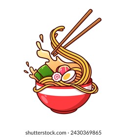 diseño de vector de sopa de fideos ramen japonés