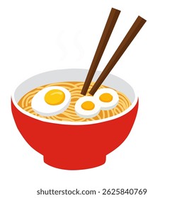 Japanese Ramen Noodle Soup Vector