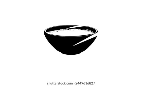 Japanese Ramen Noodles, black isolated silhouette