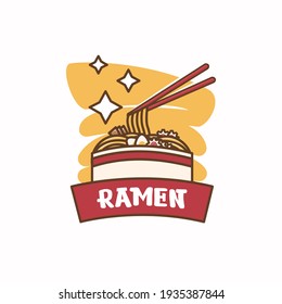 Japanese ramen noodles food design suitable for use as logos, posters, menus, etc.