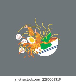 Japanese ramen noodles isolated illustration vector