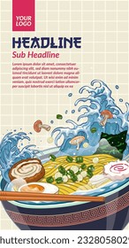 Japanese Ramen Restaurant Marketing Social Media Post Template Background