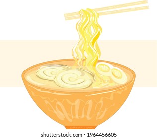 Japanese Ramen Soup Cartoon Vector