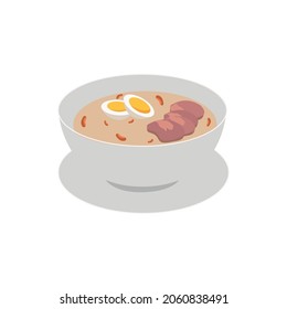 Japanese ramen soup with pork, egg. Vector illustration
