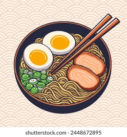 Japanese ramen in vector illustration