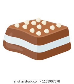 
A japanese recipe for chocolate dessert showing chocolate bar with nuts sprinkling, this is nanaimo bars with nuts icon  
