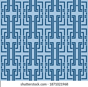 Japanese Rectangle Maze Line Vector Seamless Pattern