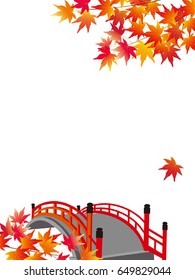 japanese red bridge on the background of maple leaves