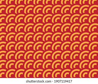 Japanese red circle fan vector seamless pattern for textile, paper print, gift wrap, wallpaper