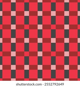 Japanese Red Cross Checkered Vector Seamless Pattern