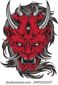 Japanese red devil oni mask