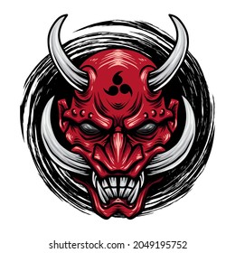 japanese red devil samurai vector