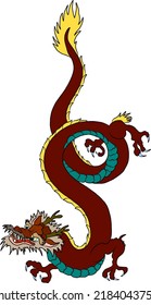 Japanese red dragon tattoo.Dragon on red background for Chinese New Year.Gold Chinese Dragon vector.Gold line art King Dragon tattoo.cartoon vector for t-shirt.