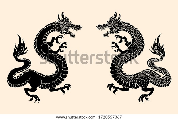 Japanese red dragon\
tattoo.Dragon on red background for Chinese New Year.Gold Chinese\
Dragon vector. Gold line art King Dragon tattoo.cartoon vector for\
t-shirt.