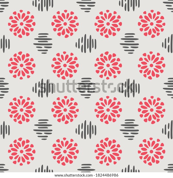 Japanese Red Flower Vector Seamless Pattern Stock Vector (Royalty Free ...