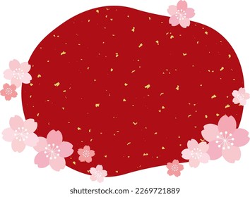 Japanese red frame with gold leaf and cherry blossoms