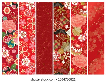 Japanese red kimono pattern lines